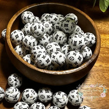 Load image into Gallery viewer, Love 15Mm Round Silicone Bead Black &amp; White Focal
