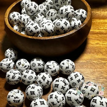 Load image into Gallery viewer, Love 15Mm Round Silicone Bead Black &amp; White Focal
