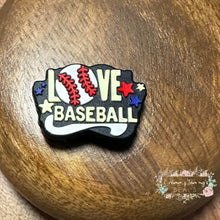 Load image into Gallery viewer, Baseball &amp; Love Silicone Focal Bead Beads
