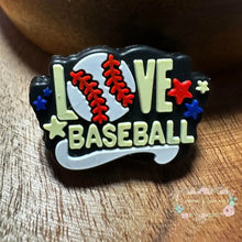 Load image into Gallery viewer, Baseball &amp; Love Silicone Focal Bead Beads
