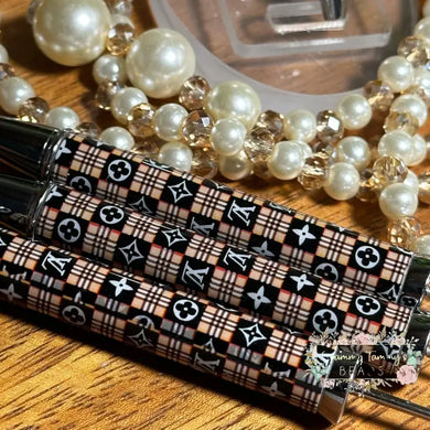 Love Beadable Pen - Black & Brown Plaid