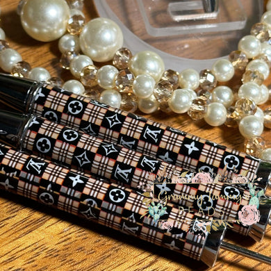 Love Beadable Pen - Black & Brown Plaid