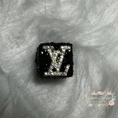 Love Black Square Rhinestone Bead