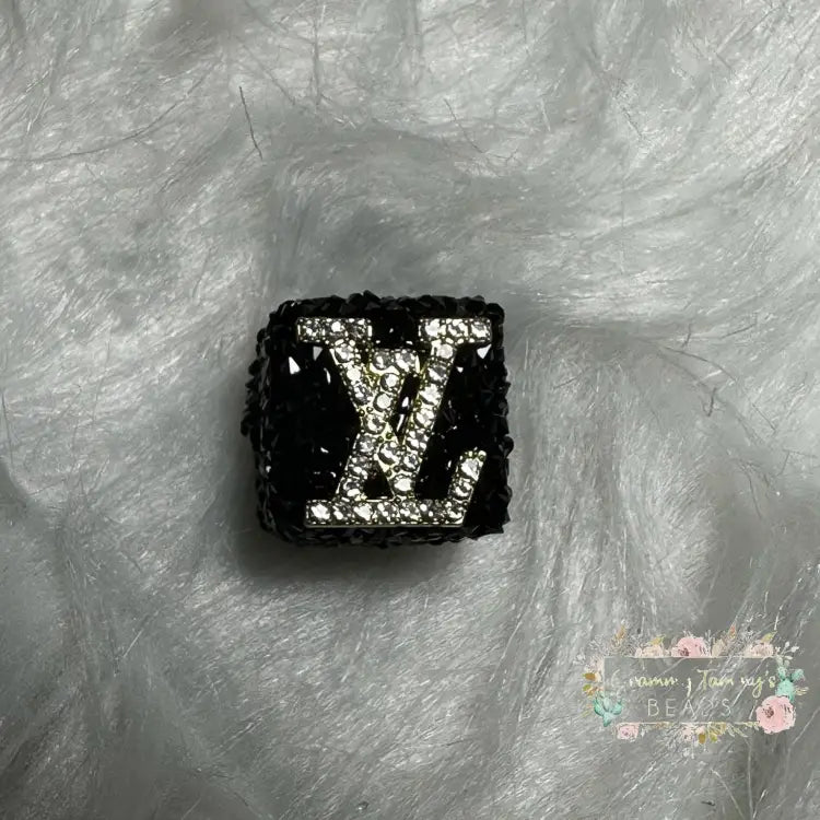 Love Black Square Rhinestone Bead