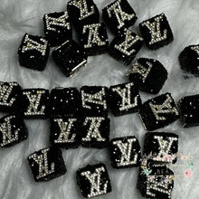Load image into Gallery viewer, Love Black Square Rhinestone Bead
