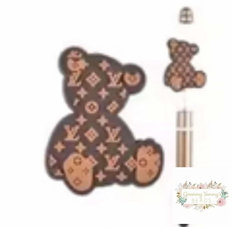 Love Brown Teddy Bear Silicone Focal Bead