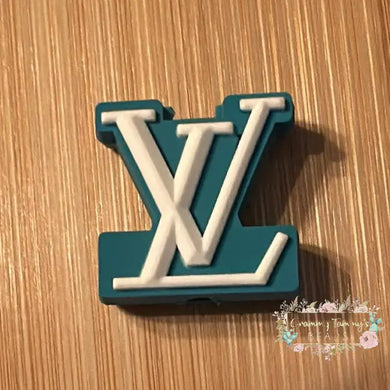 LoVe Letter - Two Toned Turquoise & White PVC Focal Bead Focal Beads