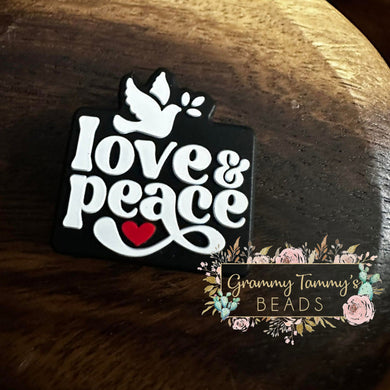 Love & Peace Silicone Focal Bead Beads