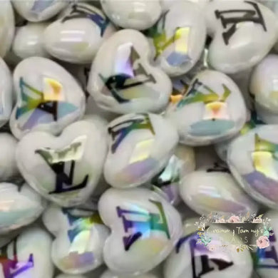 Love Pearly White Acrylic Heart Beads Acrylic White Hearts