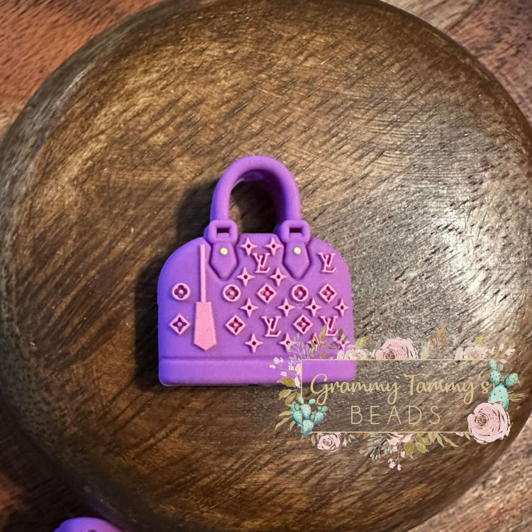 Love Purse Silicone Focal Bead - Purple Beads