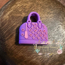 Load image into Gallery viewer, Love Purse Silicone Focal Bead - Purple Beads
