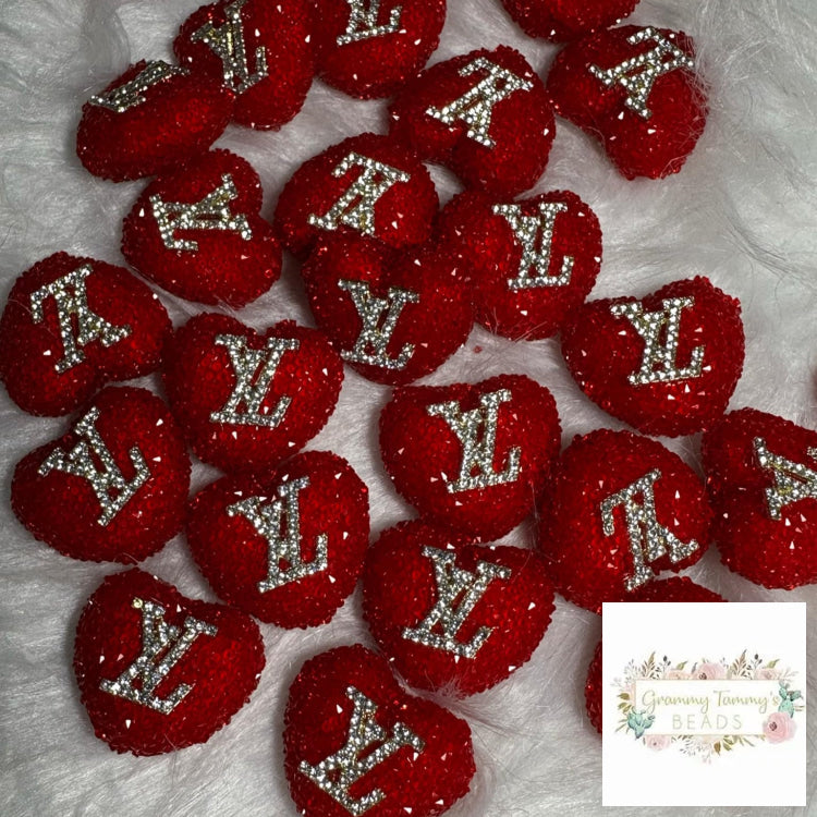 Love Red Rhinestone Heart Bead