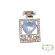Load image into Gallery viewer, Love Rhinestone Diamond Crystal Heart Metal Perfumed Shape Beads Light Blue Rhinestone Perfume Bead
