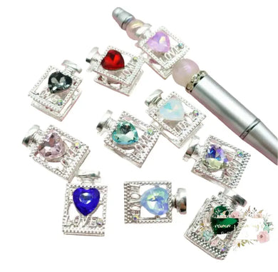 Love Rhinestone Diamond Crystal Heart Metal Perfumed Shape Beads Rhinestone Perfume Bead