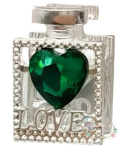 Load image into Gallery viewer, Love Rhinestone Diamond Crystal Heart Metal Perfumed Shape Beads Green Rhinestone Perfume Bead
