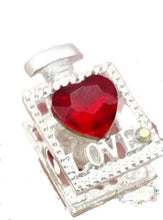 Load image into Gallery viewer, Love Rhinestone Diamond Crystal Heart Metal Perfumed Shape Beads Red Rhinestone Perfume Bead
