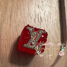 Load image into Gallery viewer, Love Rhinestone Square Acrylic Bead - Red Designs
