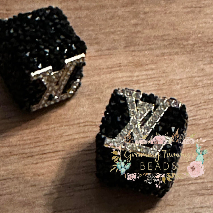 Love Rhinestone Square Bead Black & Silver Designs