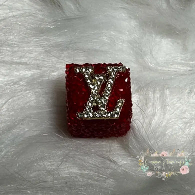 Love Square Red Rhinestone Bead