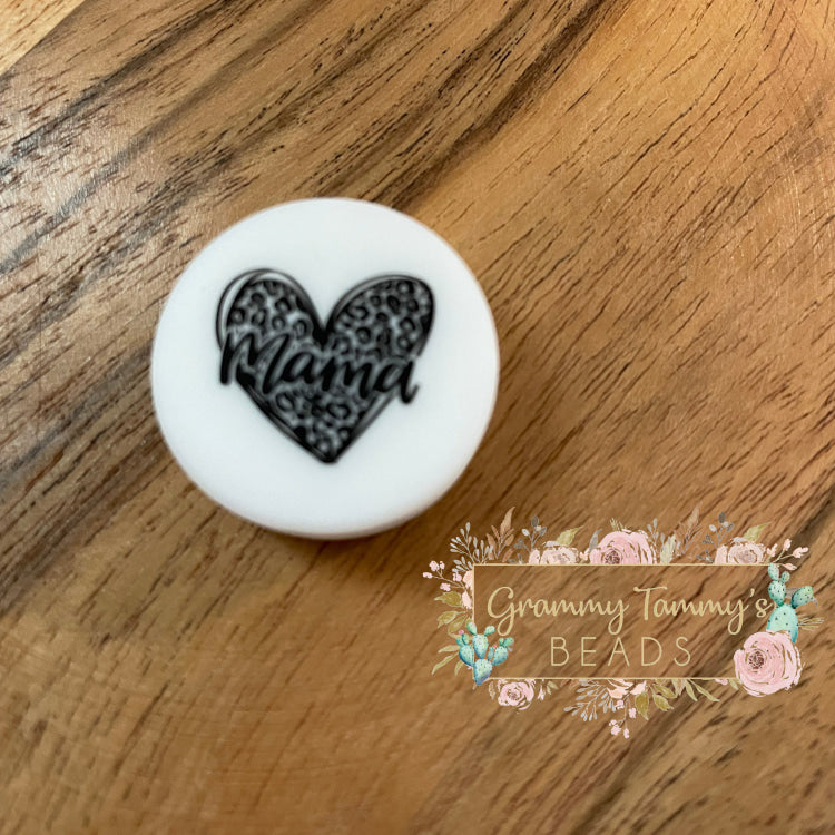 Mama Heart Silicone Focal Bead