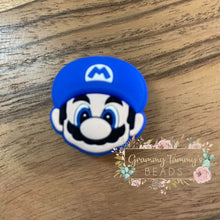 Load image into Gallery viewer, Mario Blue - Silicone Focal Bead
