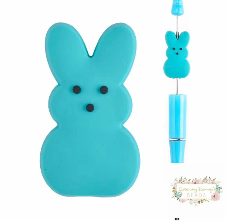 Marshmallow Bunny - Blue Silicone Focal Bead