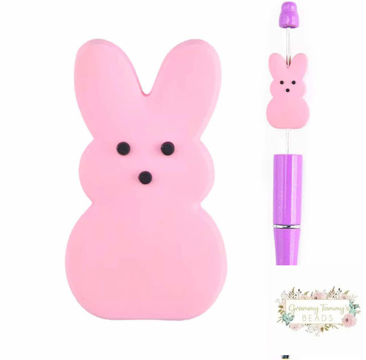 Marshmallow Bunny - Pink Silicone Focal Bead