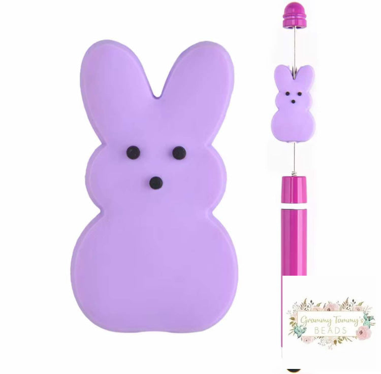 Marshmallow Bunny - Purple Silicone Focal Bead