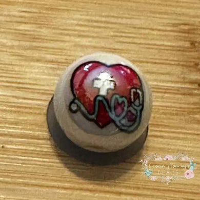 Medical 16mm - Large Heart Shiny Acrylic Bead - 5 Count 16mm Acrylic Beads