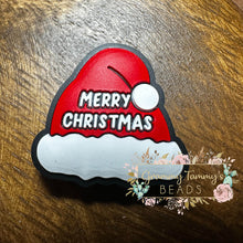 Load image into Gallery viewer, Merry Christmas Santa Hat Silicone Focal Bead Beads
