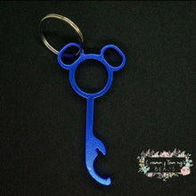 Load image into Gallery viewer, Mickey Mouse Inspired Bottle Opener Keychains - Multiple Colors Available Blue Keychain
