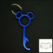 Load image into Gallery viewer, Mickey Mouse Inspired Bottle Opener Keychains - Multiple Colors Available Blue Keychain
