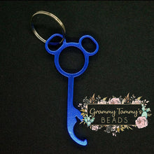 Load image into Gallery viewer, Mickey Mouse Inspired Bottle Opener Keychains - Multiple Colors Available Blue Keychain
