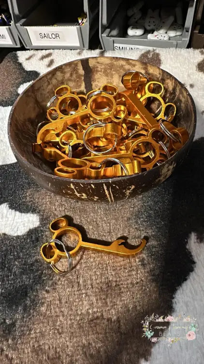 Mickey Mouse Inspired Bottle Opener Keychains - Multiple Colors Available Gold Keychain