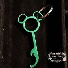 Load image into Gallery viewer, Mickey Mouse Inspired Bottle Opener Keychains - Multiple Colors Available Green Keychain
