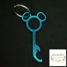 Load image into Gallery viewer, Mickey Mouse Inspired Bottle Opener Keychains - Multiple Colors Available Teal Keychain
