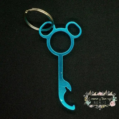 Mickey Mouse Inspired Bottle Opener Keychains - Multiple Colors Available Teal Keychain