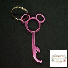 Load image into Gallery viewer, Mickey Mouse Inspired Bottle Opener Keychains - Multiple Colors Available Pink Keychain
