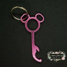 Load image into Gallery viewer, Mickey Mouse Inspired Bottle Opener Keychains - Multiple Colors Available Pink Keychain
