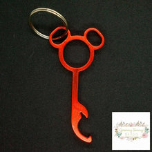 Load image into Gallery viewer, Mickey Mouse Inspired Bottle Opener Keychains - Multiple Colors Available Red Keychain
