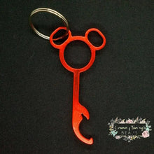 Load image into Gallery viewer, Mickey Mouse Inspired Bottle Opener Keychains - Multiple Colors Available Red Keychain
