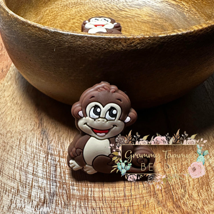 Monkey Silicone Focal Bead Beads