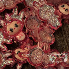 Load image into Gallery viewer, Dark Pink Lububu Glitter Shaker Flatback Glitter Flatback
