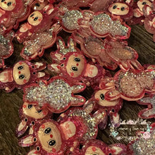 Load image into Gallery viewer, Dark Pink Lububu Glitter Shaker Flatback Glitter Flatback
