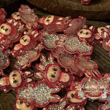 Load image into Gallery viewer, Dark Pink Lububu Glitter Shaker Flatback Glitter Flatback
