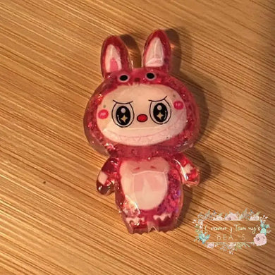 Monster - Dark Pink Lububu Glitter Beadable Flatback Glitter Flatback