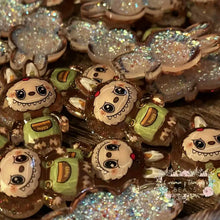 Load image into Gallery viewer, Brown Lububu Glitter Shaker Flatback Glitter Flatback
