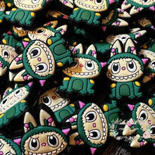 Load image into Gallery viewer, Green Labubu in Frog Costume Silicone Focal Bead Silicone Focal Bead
