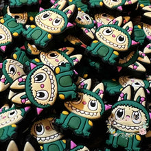 Load image into Gallery viewer, Green Labubu in Frog Costume Silicone Focal Bead Silicone Focal Bead
