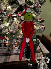 Load image into Gallery viewer, Monsters On The Shelf Green Man Red Christmas Decor
